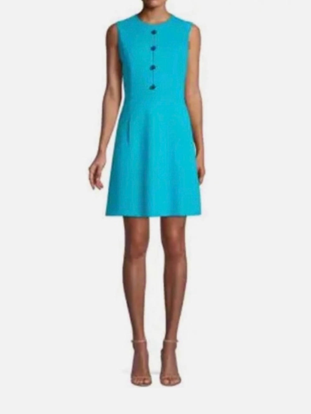 Elie Tahari Louisa Knit A-line Dress in Aquarius Blue, Size 12